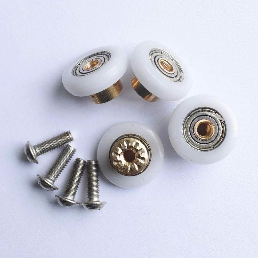 19mm Shower Door Rollers 4PCS Glass Sliding Door Pulley Replacement Wheels with strong load bearing ultra quiet nylon POM