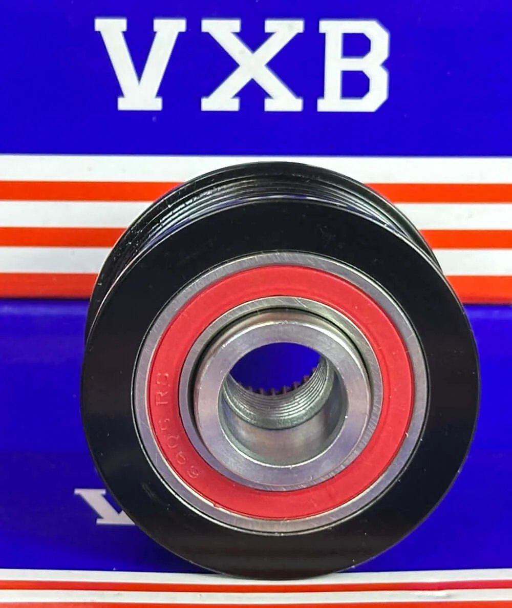 03C903119B Alternator Pulley for Volkswagen, front view showing black body and red inner ring, designed for VW alternator systems.