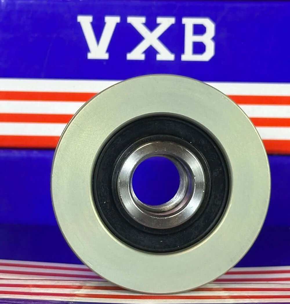 F‑552699 Alternator Freewheel Pulley 5 Groove, 55.8 mm 535000510 front view showing the overrunning clutch and black inner ring.