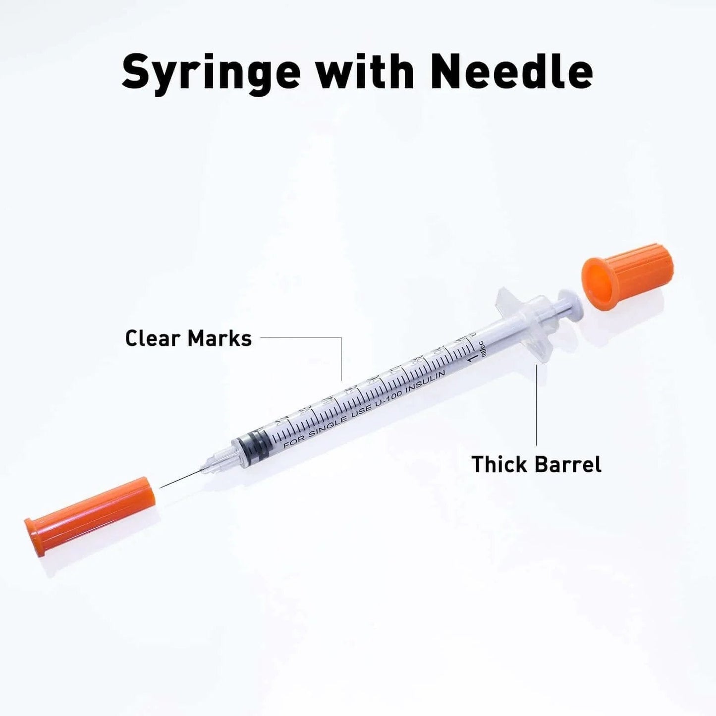 Individually Wrapped 1cc Syringes With 31G Needles 8mm Sterile Pack Of 20 Medical Grade For Precise Dosing, clear markings, syringe with caps