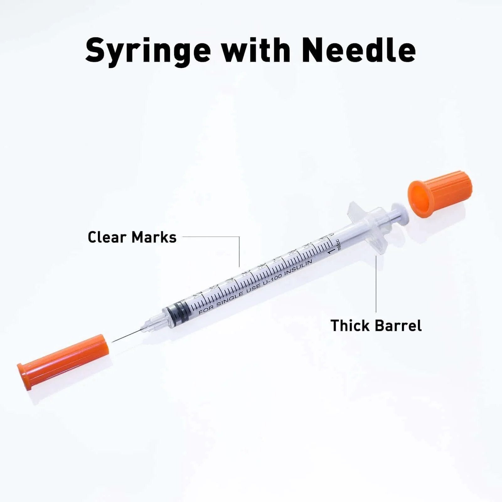 Individually Wrapped 1cc Syringes With 31G Needles 8mm Sterile Pack Of 20 Medical Grade For Precise Dosing, clear markings, syringe with caps