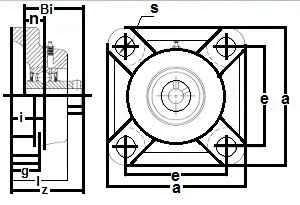 2 3/8" Bearing UCF212-38 Square Flanged Cast Housing Mounted Bearing