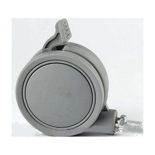 2.5" Gray Twin Wheels Swivel Caster - Brakes & M8 threaded swivel stem.