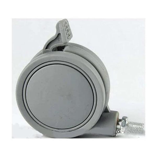 2.5" Gray Twin Wheels Swivel Caster - Brakes & M8 threaded swivel stem.