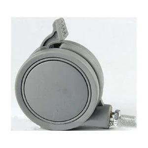 2.5" Gray Twin Wheels Swivel Caster - Brakes & M8 threaded swivel stem.