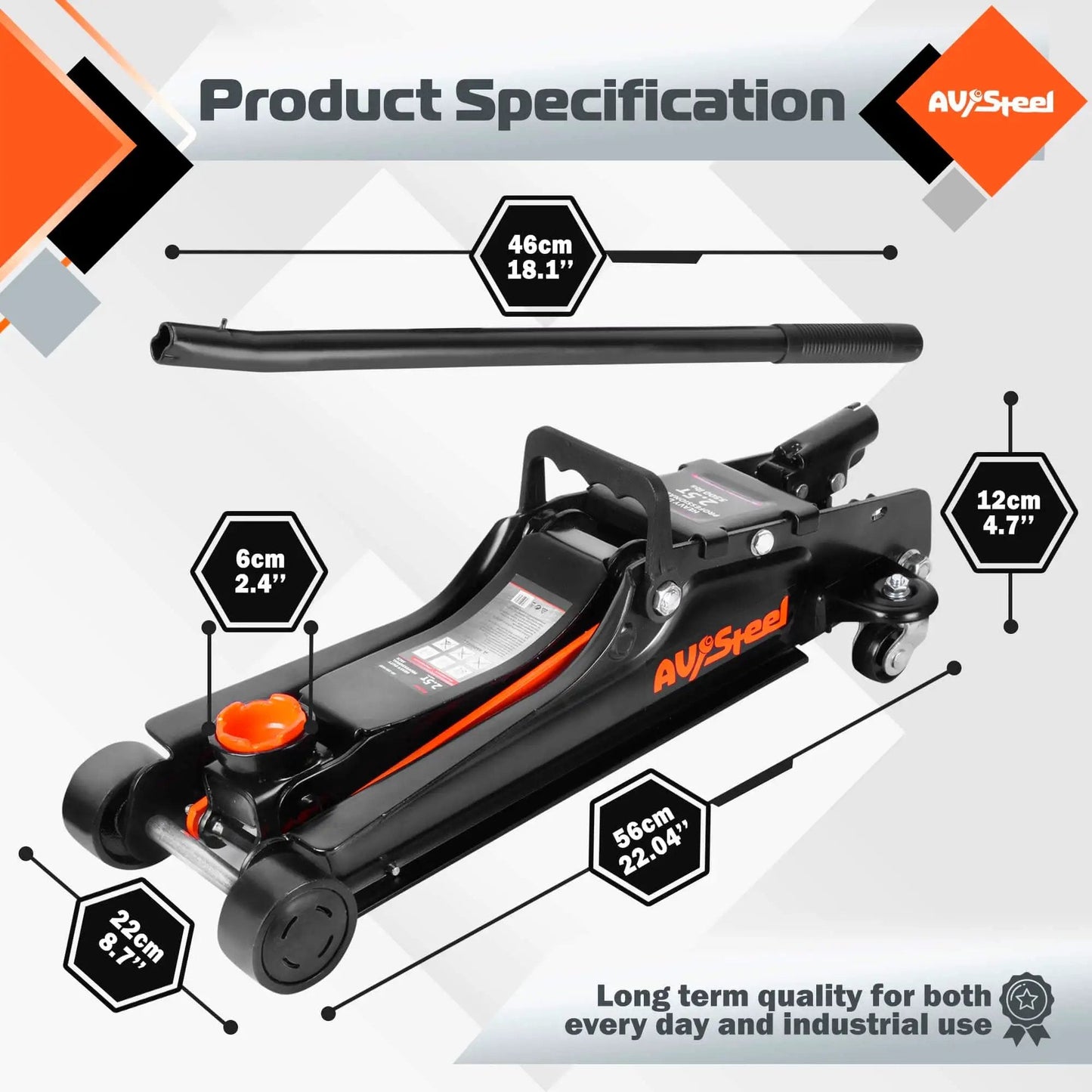 2.5 Ton Floor Jack For Cars With Low Profile Design AV Heavy Duty Steel Hydraulic Floor Jack With Single Piston Pump