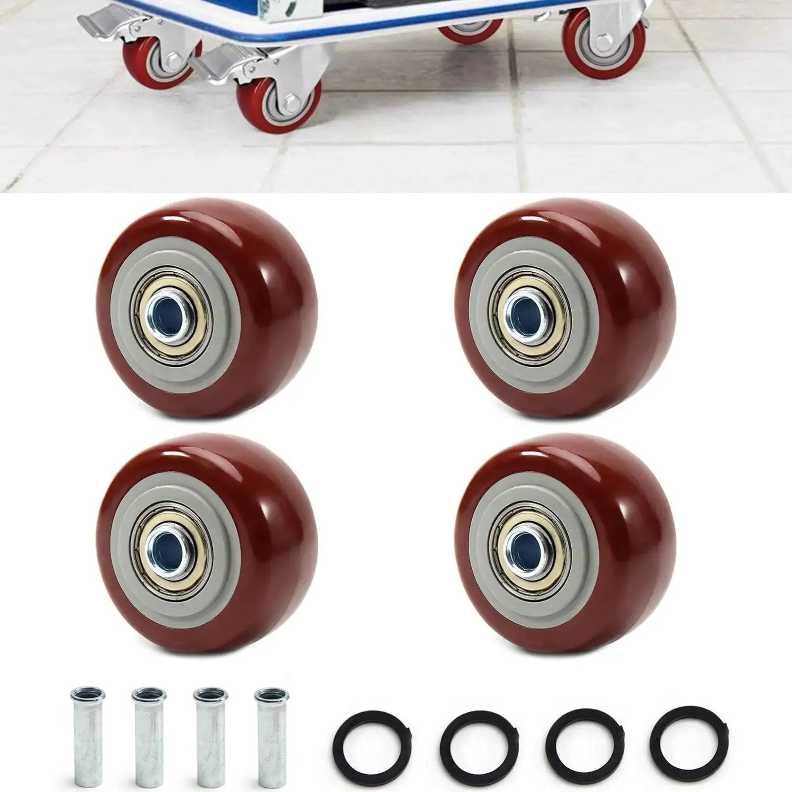 2.5 Inch Caster Wheels Set 4 Heavy Duty Lockable Bearing Plate Casters for Platform Trucks Carts Furniture Workbenches