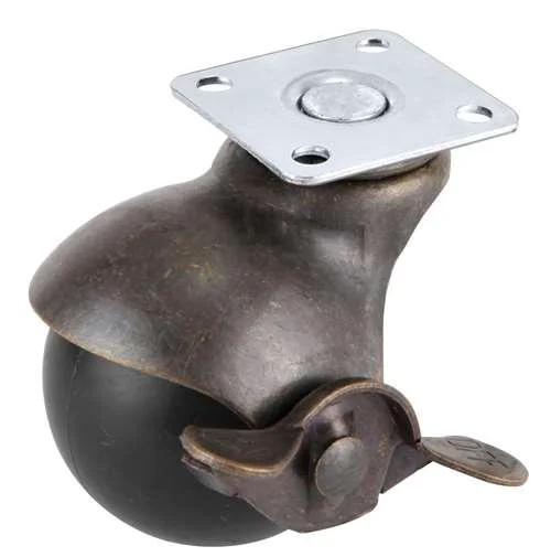 2" Caster Wheel 77 Lbs - Center Brake Polypropylene Top Plate Vintage