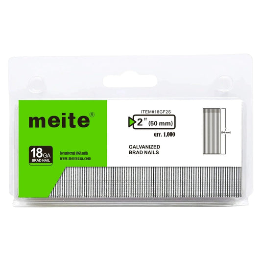 18 Gauge Brad Nails 2 Inch Galvanized 1000 Count For Pneumatic Brad Nailer Meite F32 F50C packaging display