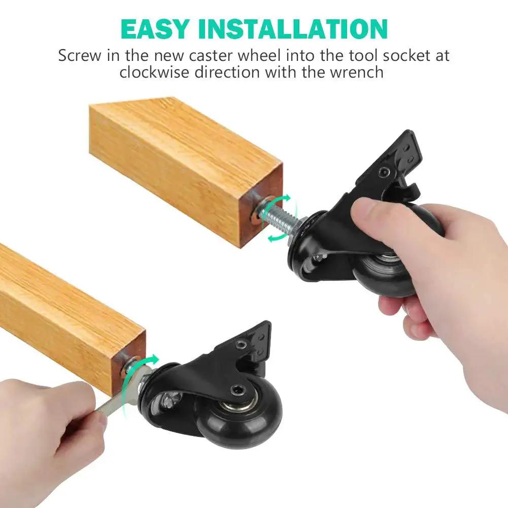 Installing 2 Inch Swivel Caster Set With 3/8-16UNC Threaded Stem For Hardwood Tile And Carpet Floors on furniture leg