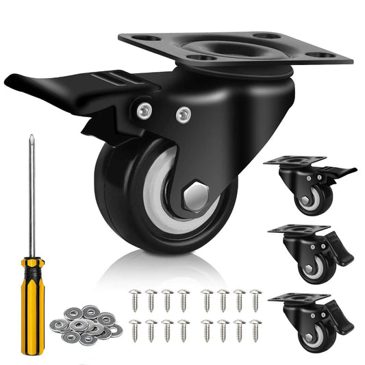 2 inch heavy duty caster wheels set of 4 rated 600 lb total silent swivel casters with locking brakes polyurethane wheels