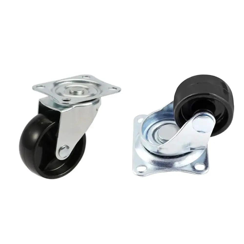 2 Inch Castor Wheels Set Of 4 For Furniture And Carts With Top Plate And Bearing Heavy Duty Swivel Casters Mini Low Profile Black Caster