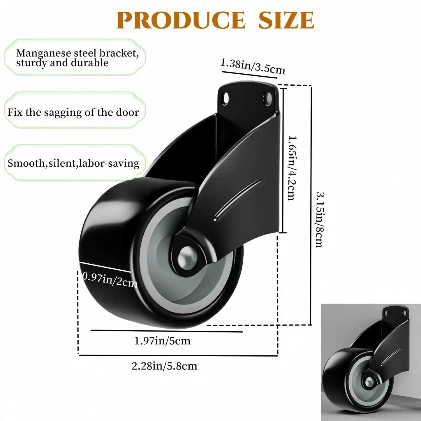 2 Pcs Gate Caster Wheels Replacement Anti Friction Gate Caster Anti Sag Door Bottom Support Wheels 2 Inch Silent