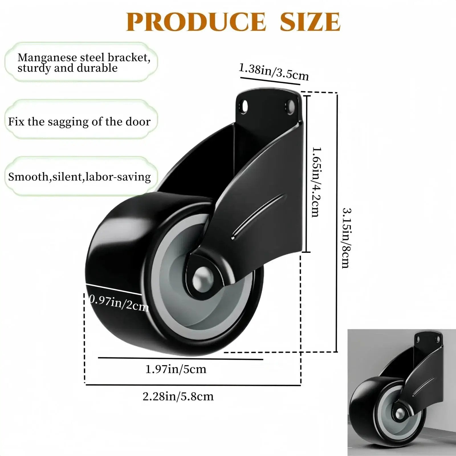 2 Pcs Gate Caster Wheels Replacement Anti Friction Gate Caster Anti Sag Door Bottom Support Wheels 2 Inch Silent