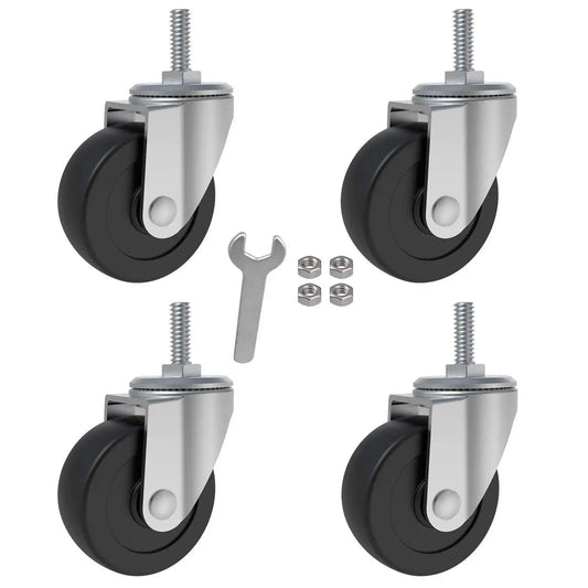 2 Inch Swivel Threaded Casters With Five Sixteenth Inch Stem Eighteen Threads Per Inch And Three Quarter Inch Length Polyurethane Rubber Wheels 360 Degree Rotation Without Brakes Pack Of Four Includes Nuts And Wrench For Easy Installation