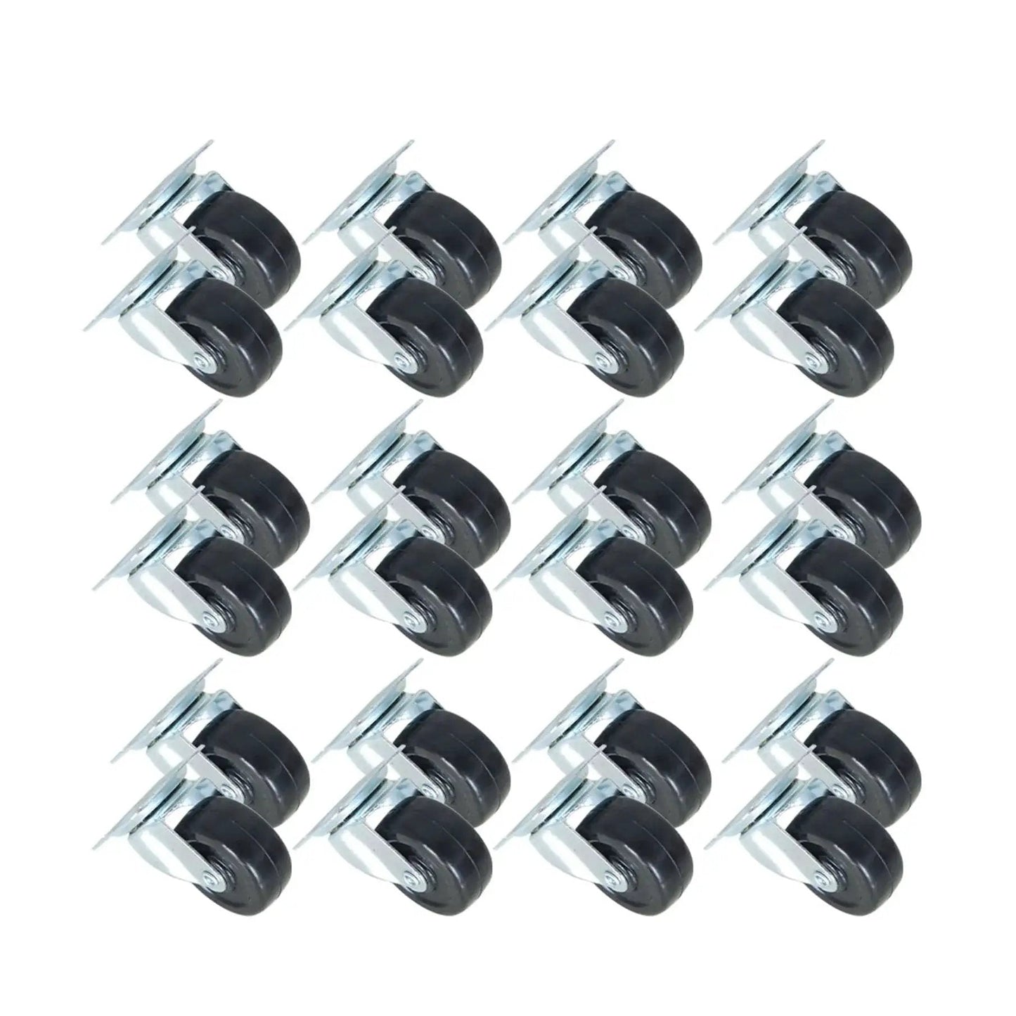 2 Inch Swivel Caster Wheels With Rubber Base And Top Plate Bearing, Heavy Duty 24 Pack, 100 Lb Capacity Per Wheel, 360 Degree Swivel