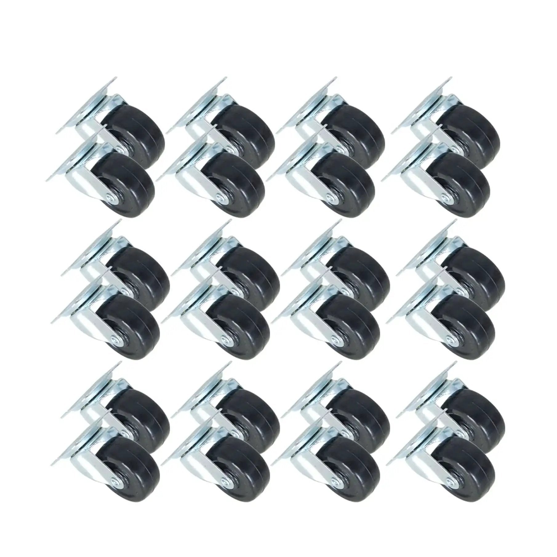 2 Inch Swivel Caster Wheels With Rubber Base And Top Plate Bearing, Heavy Duty 24 Pack, 100 Lb Capacity Per Wheel, 360 Degree Swivel