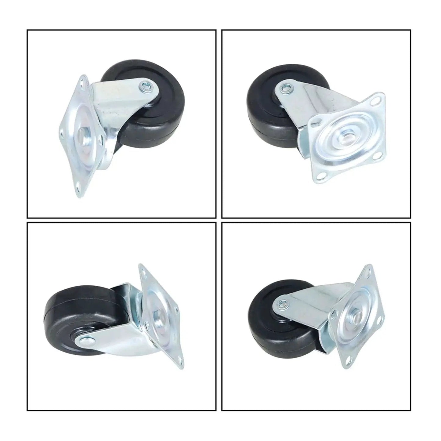 2 Inch Swivel Caster Wheels With Rubber Base And Top Plate Bearing, Heavy Duty 24 Pack, 100 Lb Capacity, side view