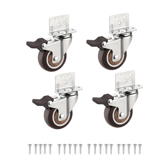 4 Pack 2 Inch Side Mount Rubber Casters With Brakes Ball Bearing 360 Degree Swivel Plate Casters For Furniture Baby Beds Kitchen Cabinets And Tables Load Capacity Up To 600 Lbs Floor Protective Quiet Operation