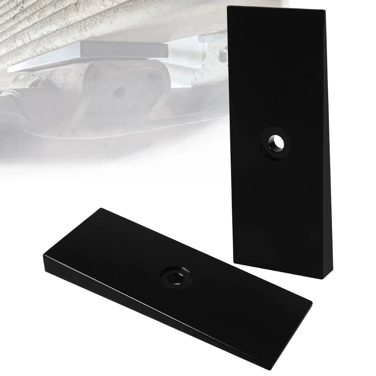 2 Inch Wide 4 Degree Steel Leaf Spring Shims For Suspension Axle, black oxidized carbon steel, used in heavy-duty vehicle performance.