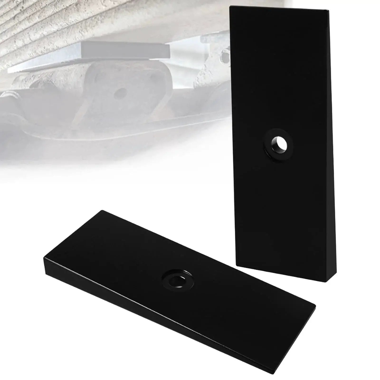 2 Inch Wide 4 Degree Steel Leaf Spring Shims For Suspension Axle, black oxidized carbon steel, used in heavy-duty vehicle performance.