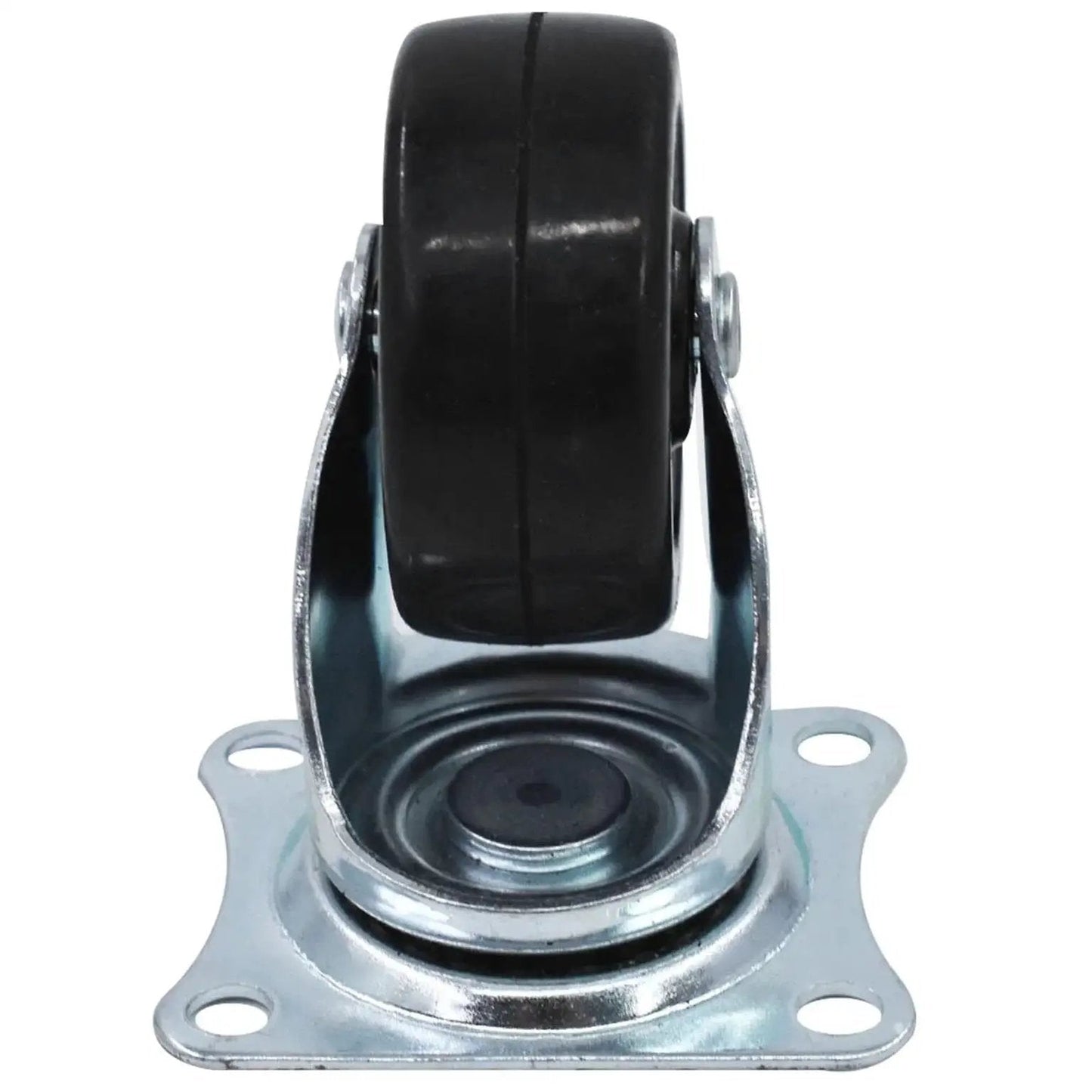 Front view of a single caster from 24 Pack 2 Inch Swivel Casters With Rubber Wheels For Furniture Trolleys And Industrial Use, Heavy Duty Silent Movement