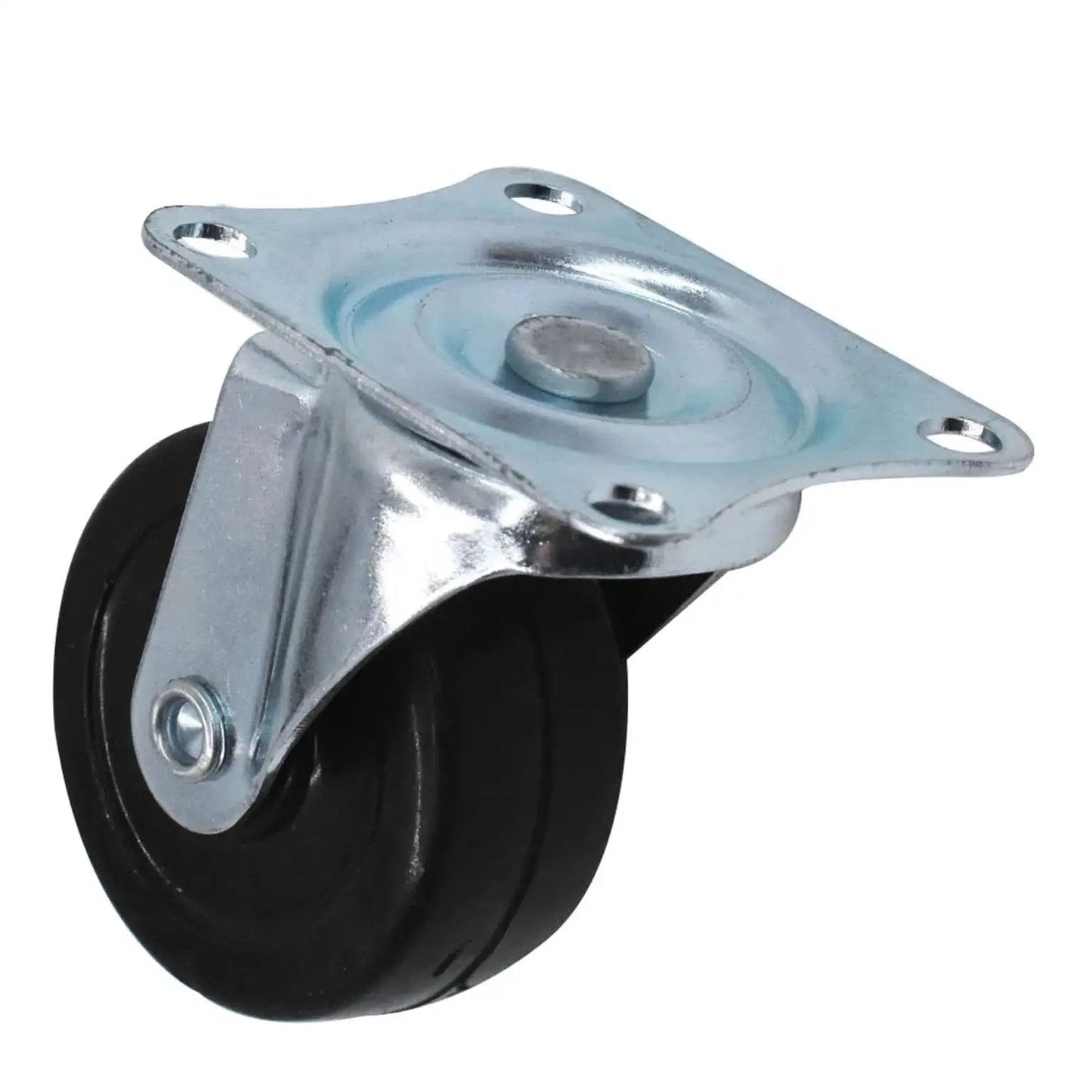Single unit from 24 Pack 2 Inch Swivel Casters With Rubber Wheels For Furniture Trolleys And Industrial Use, side view
