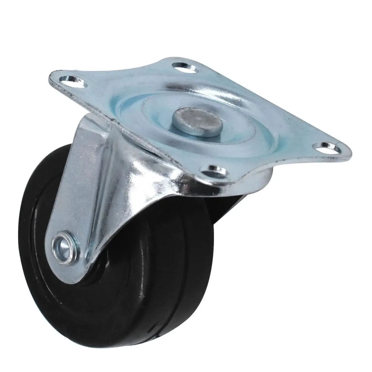 Single unit from 24 Pack 2 Inch Swivel Casters With Rubber Wheels For Furniture Trolleys And Industrial Use, side view