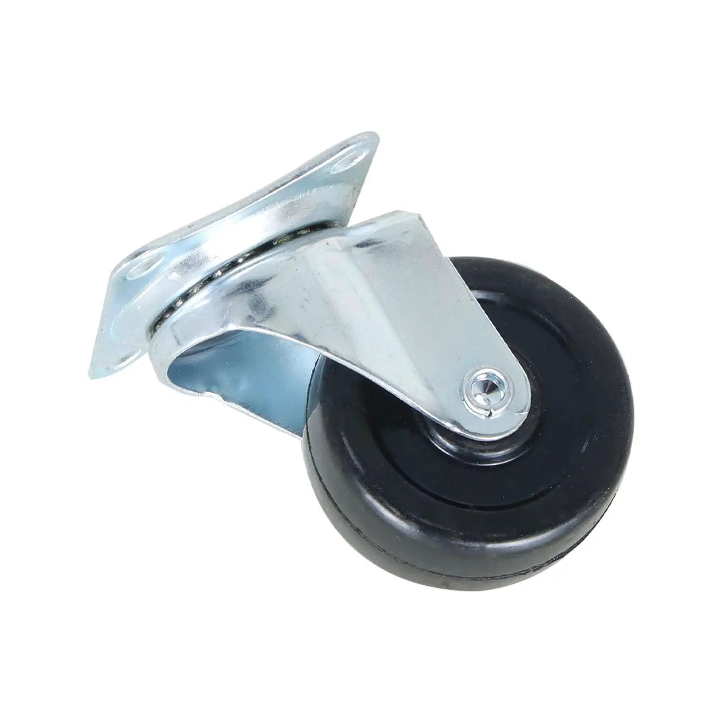 Side view of 2 inch swivel caster wheel with rubber base and top plate bearing, heavy duty 24 pack, 100 lb capacity per wheel, ideal for furniture.