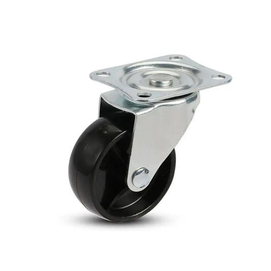 Side view of 2 Inch Castor Wheels Set Of 4 For Furniture And Carts With Top Plate And Bearing Heavy Duty Swivel Casters Mini Low Profile Black Caster