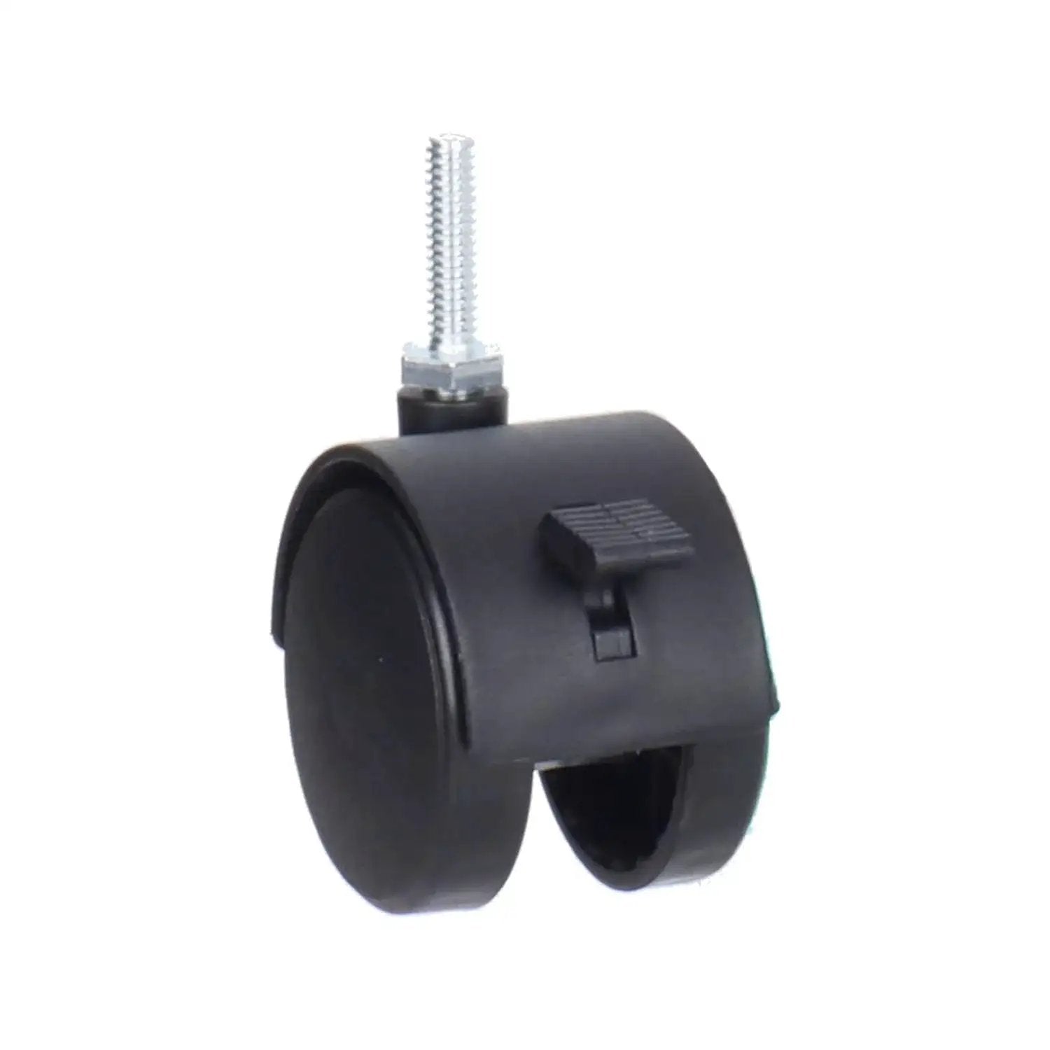 2 Inch Swivel Stem Caster Wheels With Brakes For Shelving And Furniture Replacement Durable Polypropylene Casters Non Toxic Eco Friendly Recyclable Quarter Inch 20 Thread One Inch Shaft Black
