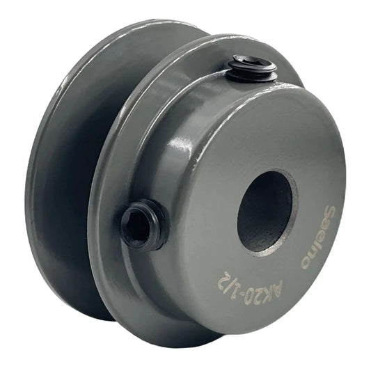 Side view of Two Inch V Belt Pulley Heavy Duty With One Half Inch Bore For V Belt Section A 3L 4L Belts Cast Iron Built To Last