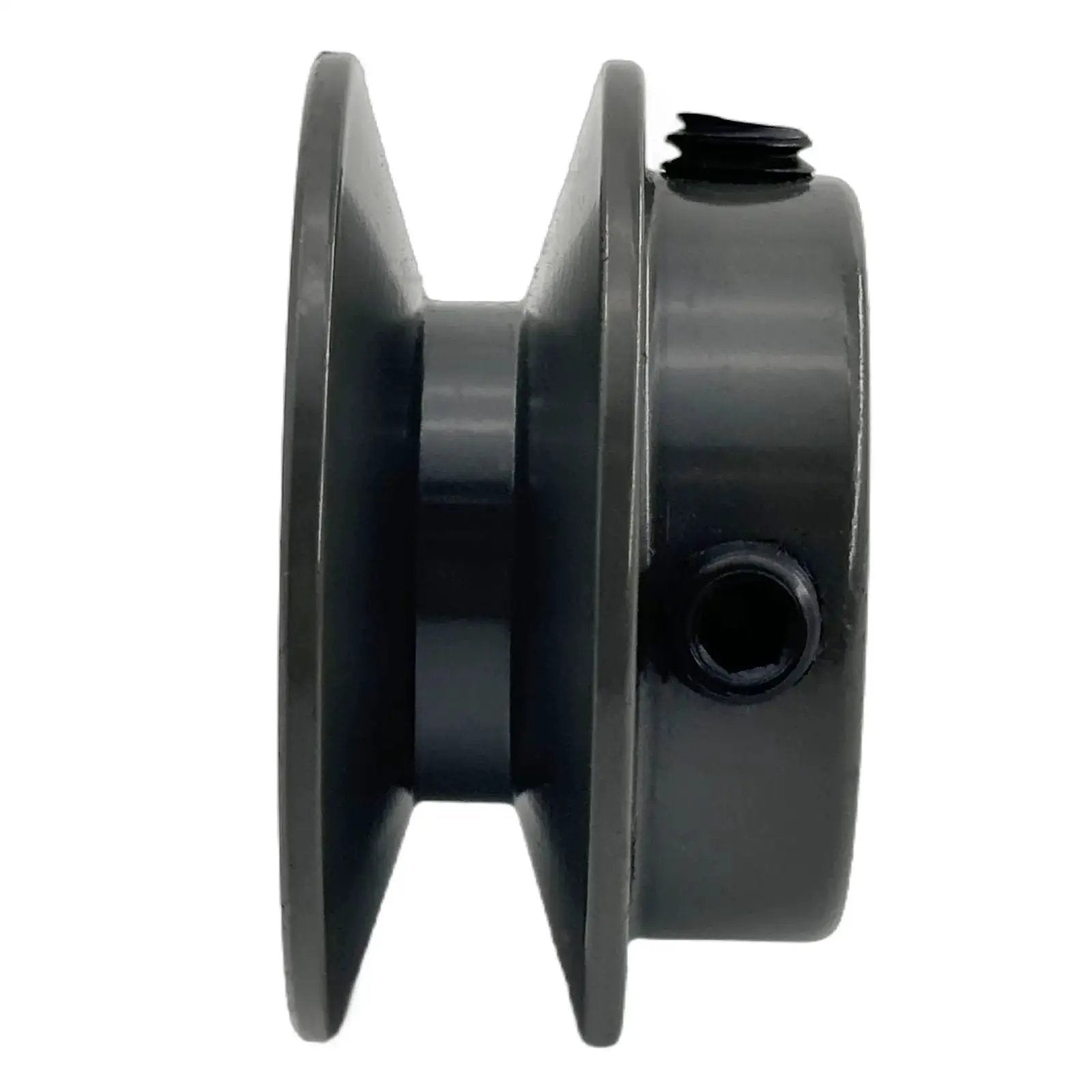 Side view of Two Inch V Belt Pulley Heavy Duty With One Half Inch Bore For V Belt Section A 3L 4L Belts Cast Iron Built To Last
