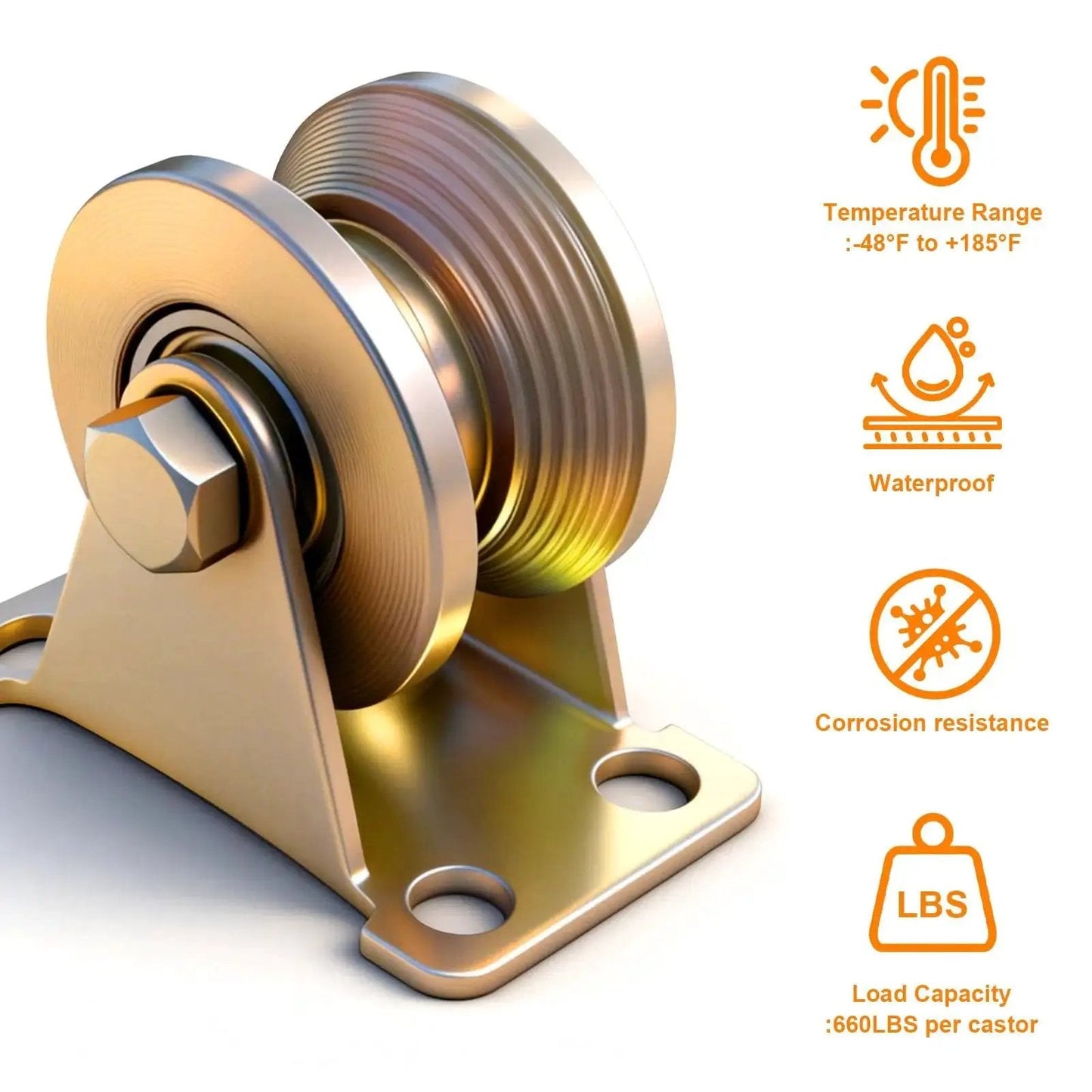 2 Inch V Groove Sliding Gate Wheels Heavy Duty Rigid Casters with galvanized finish, close-up view showcasing corrosion resistance features.