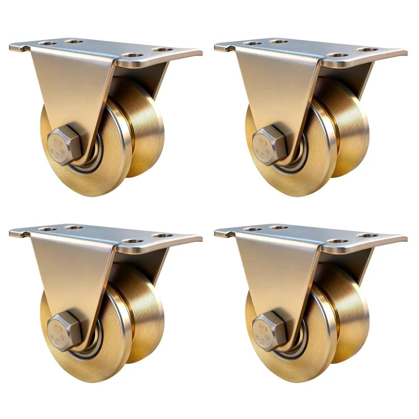2 Inch V Groove Sliding Gate Wheels Heavy Duty Rigid Casters For Inverted V Track Rails Industrial Roller Set With 2500 Lb Total Load Capacity Four Pack Made From Premium 45 Carbon Steel With Galvanized Finish For Enduring Strength