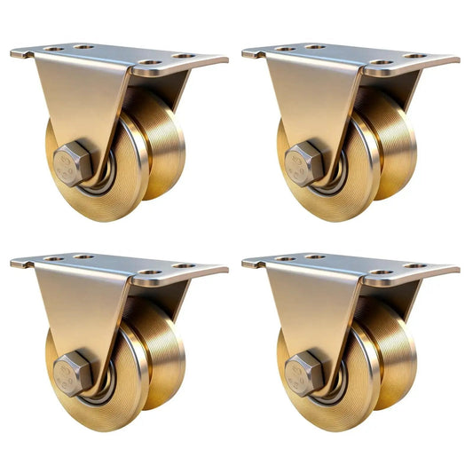 2 Inch V Groove Sliding Gate Wheels Heavy Duty Rigid Casters For Inverted V Track Rails Industrial Roller Set With 2500 Lb Total Load Capacity Four Pack Made From Premium 45 Carbon Steel With Galvanized Finish For Enduring Strength