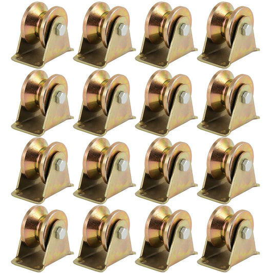 2 Inch V Groove Wheel 16 Pack Heavy Duty Gate Casters With 660 Lbs Capacity Rigid Roller For Inverted V Track Rail Pulleys Sliding Gate And Industrial Machines Heavy Duty Steel 1045 Electroplated For Rust Resistance And Stable Performance