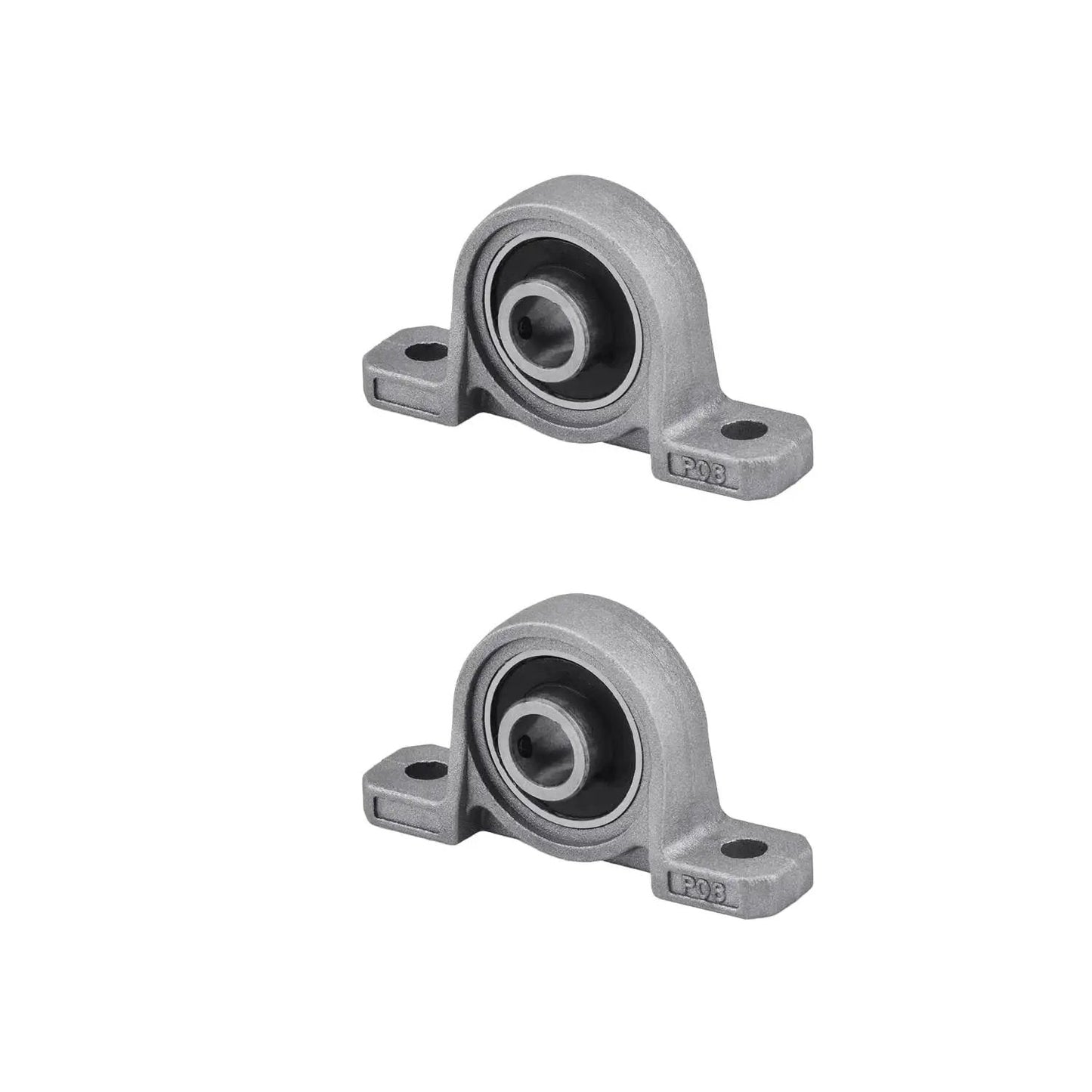 KP08 pillow bearing blocks from the 300mm T8 Lead Screw Nut Set With 8mm Diameter Lead Screw 2 KP08 Pillow Bearing Blocks And 8x8mm Coupler For 3D Printers CNC Machines And DIY Projects Brass Nut With Four Mounting Holes For Smooth Linear Motion.