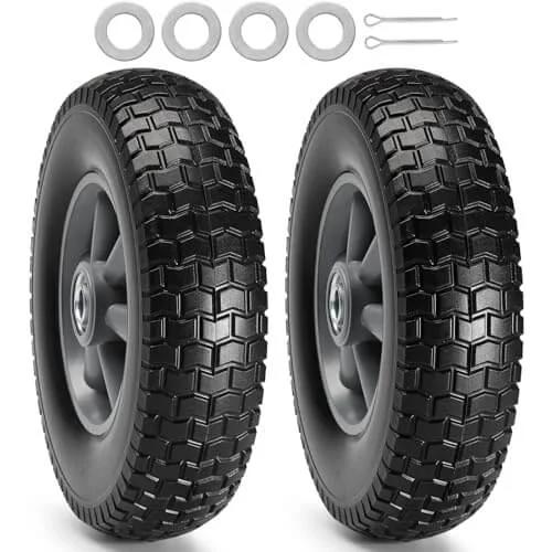 ✝️ (2-pack) 10" x 2.5" solid rubber tire wheels with 5/8" bearings, perfect for wheelbarrow or garden cart, smooth motion.