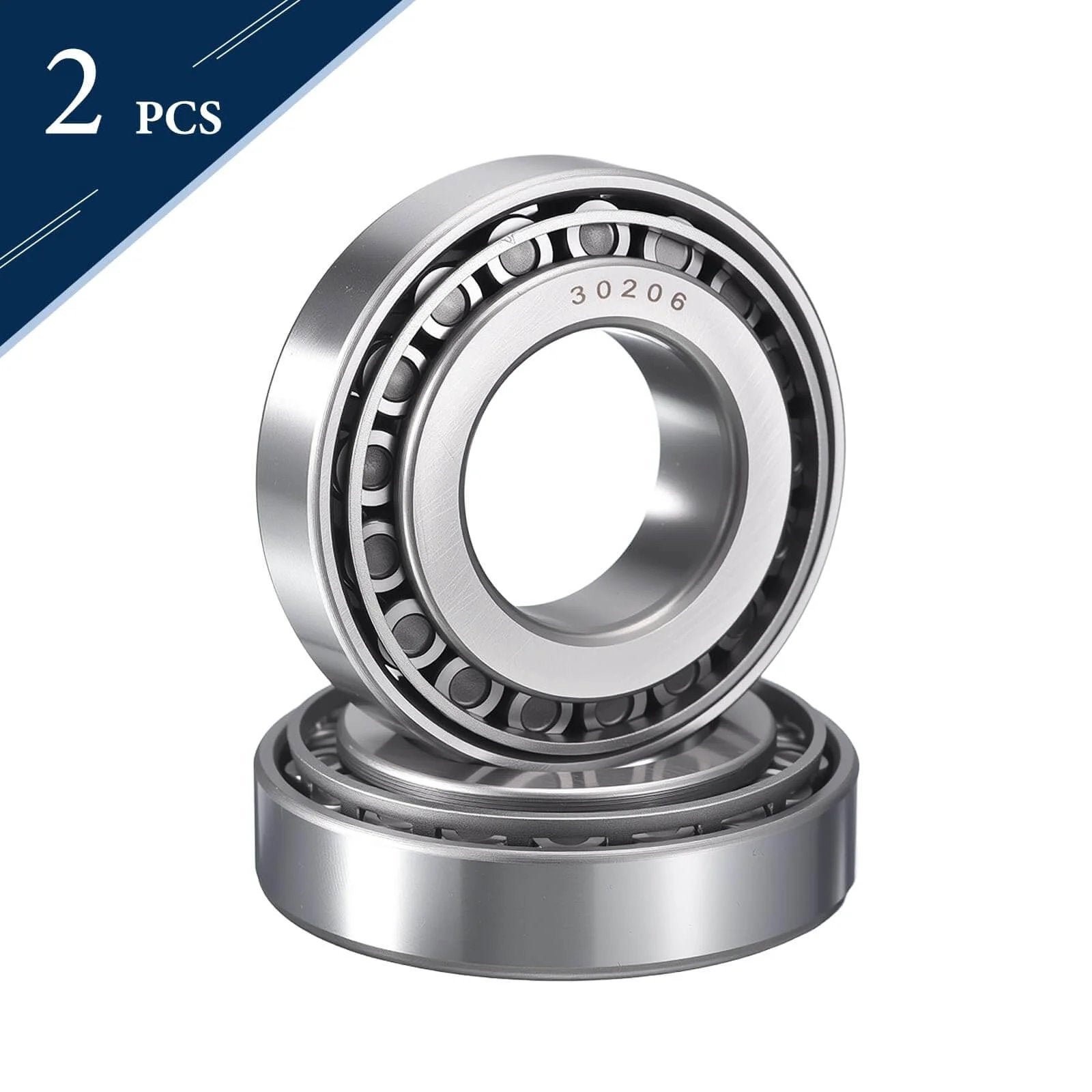 2 Pack 30206 Tapered Roller Bearing Cone and Cup Set, 30mm Bore 62mm OD 17.5mm Cup Width, Chrome Steel Wheel Bearings, ABEC-3