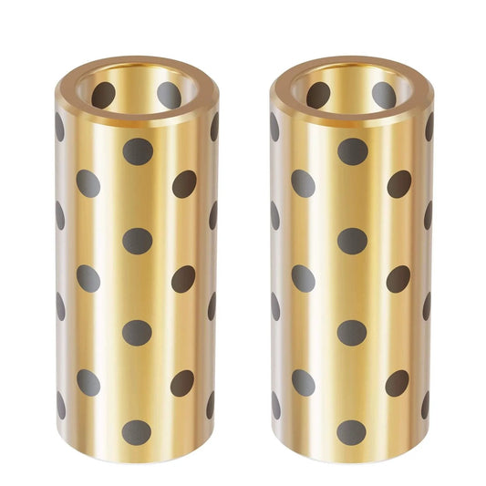 2 Pieces Brass Graphite Wrapped Oilless Bushings High Strength Brass Alloy Wear Resistant Self Lubricating Plain Bearing 8mm 10mm 25mm