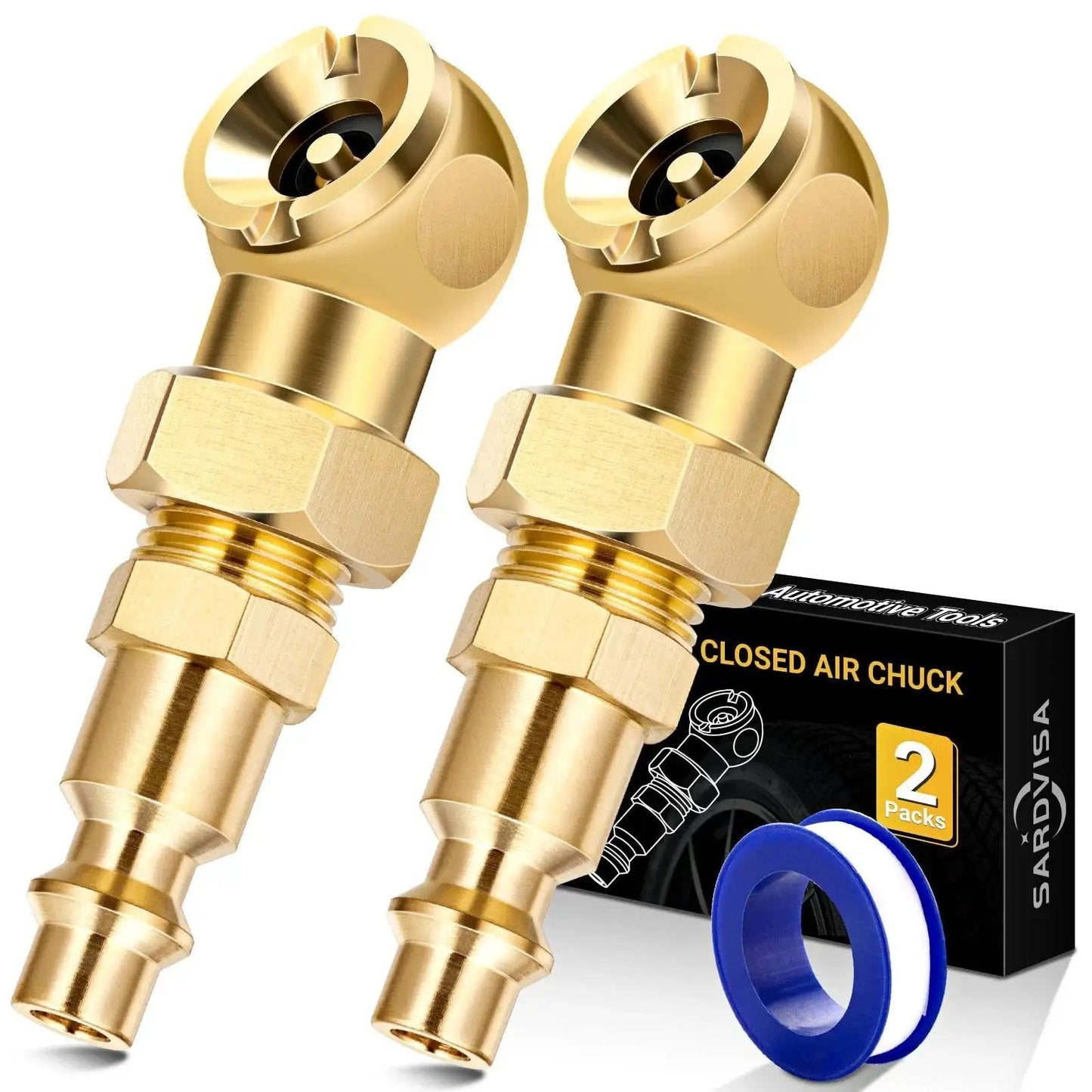 Two Pack Durable Metal Closed Ball Air Chucks With One Quarter Inch NPT Quick Plug For Tire Inflation And Air Compressor Hoses Leak Proof Tire Inflator Nozzle For Automotive Shops Service Fleets And Home Garages
