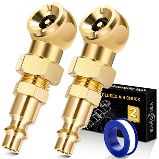 Two Pack Durable Metal Closed Ball Air Chucks With One Quarter Inch NPT Quick Plug For Tire Inflation And Air Compressor Hoses Leak Proof Tire Inflator Nozzle For Automotive Shops Service Fleets And Home Garages