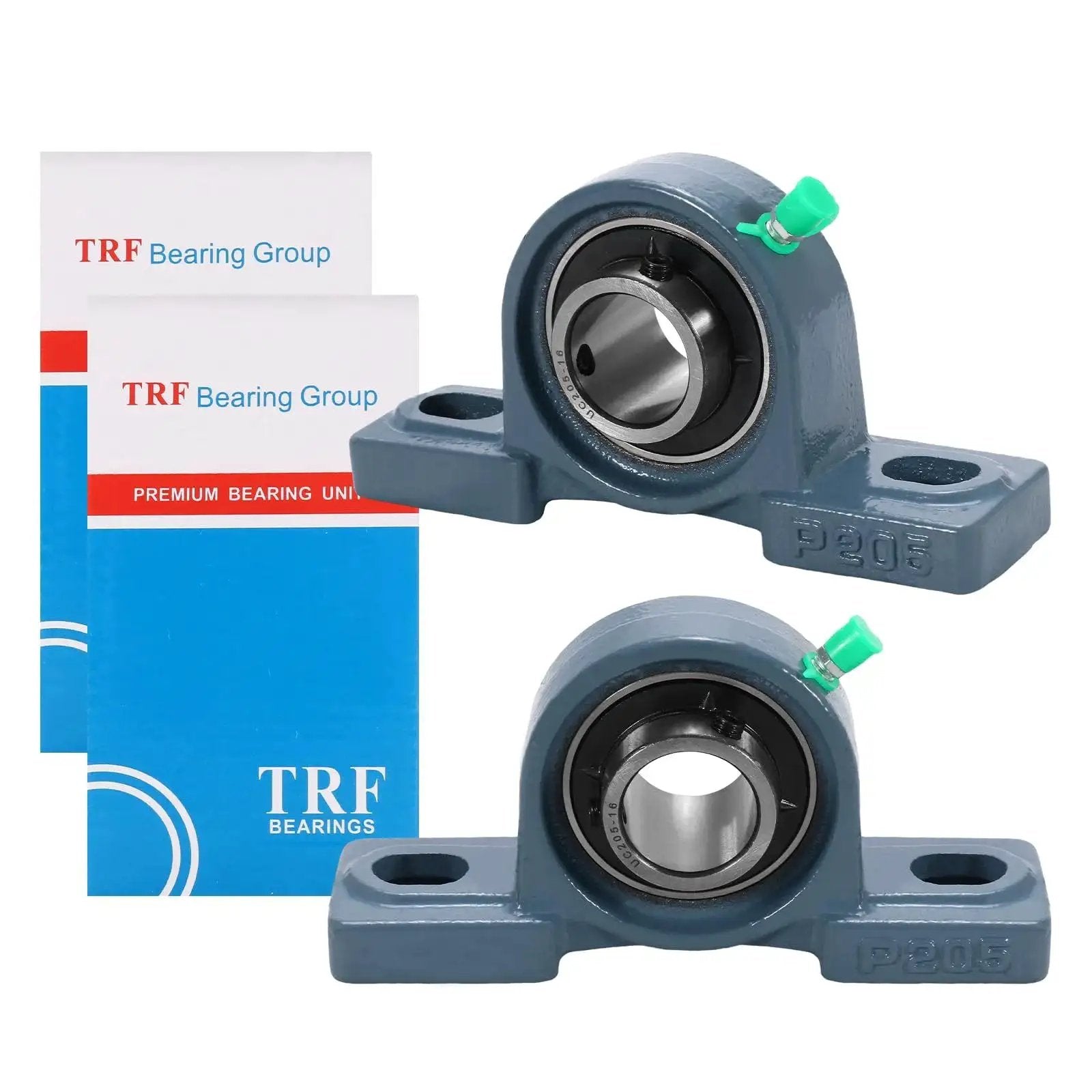 Two Pack UCP205-16 Mounted Pillow Block Bearing Set, 1 Inch Shafts, Chrome Steel Bearings With Solid Cast Iron Base