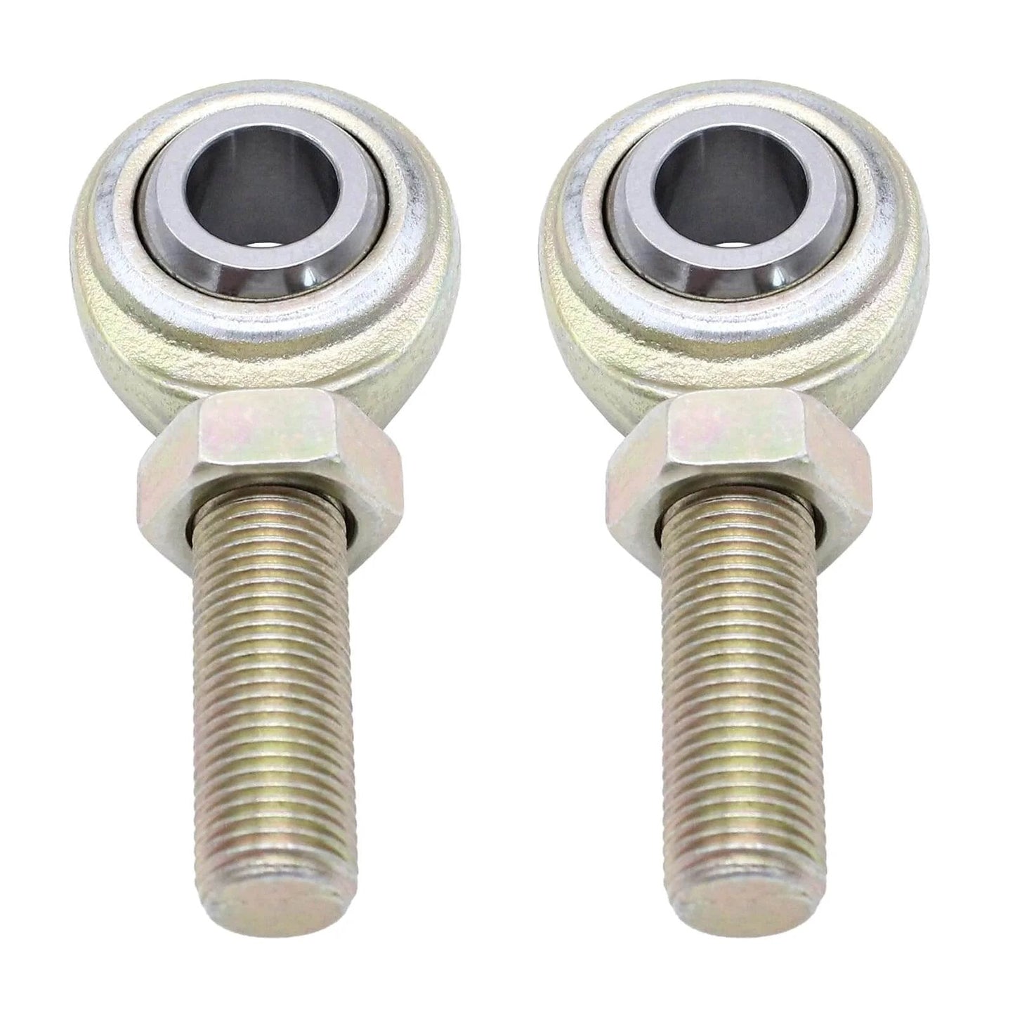 2 pcs CML8 rod end heim joints, 1/2 inch bore with 1/2-20 left hand male thread, carbon steel construction, front view