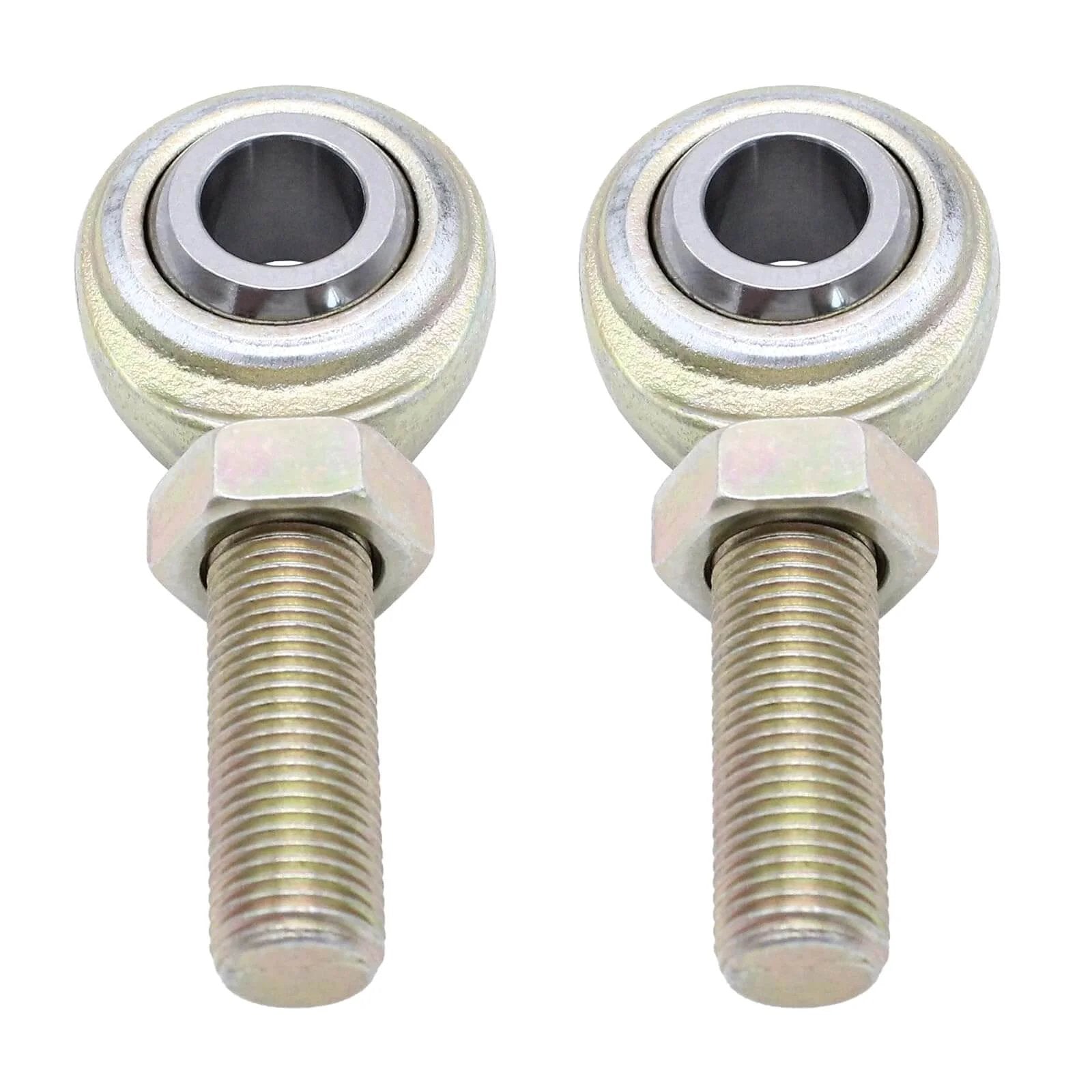 2 pcs CML8 rod end heim joints, 1/2 inch bore with 1/2-20 left hand male thread, carbon steel construction, front view