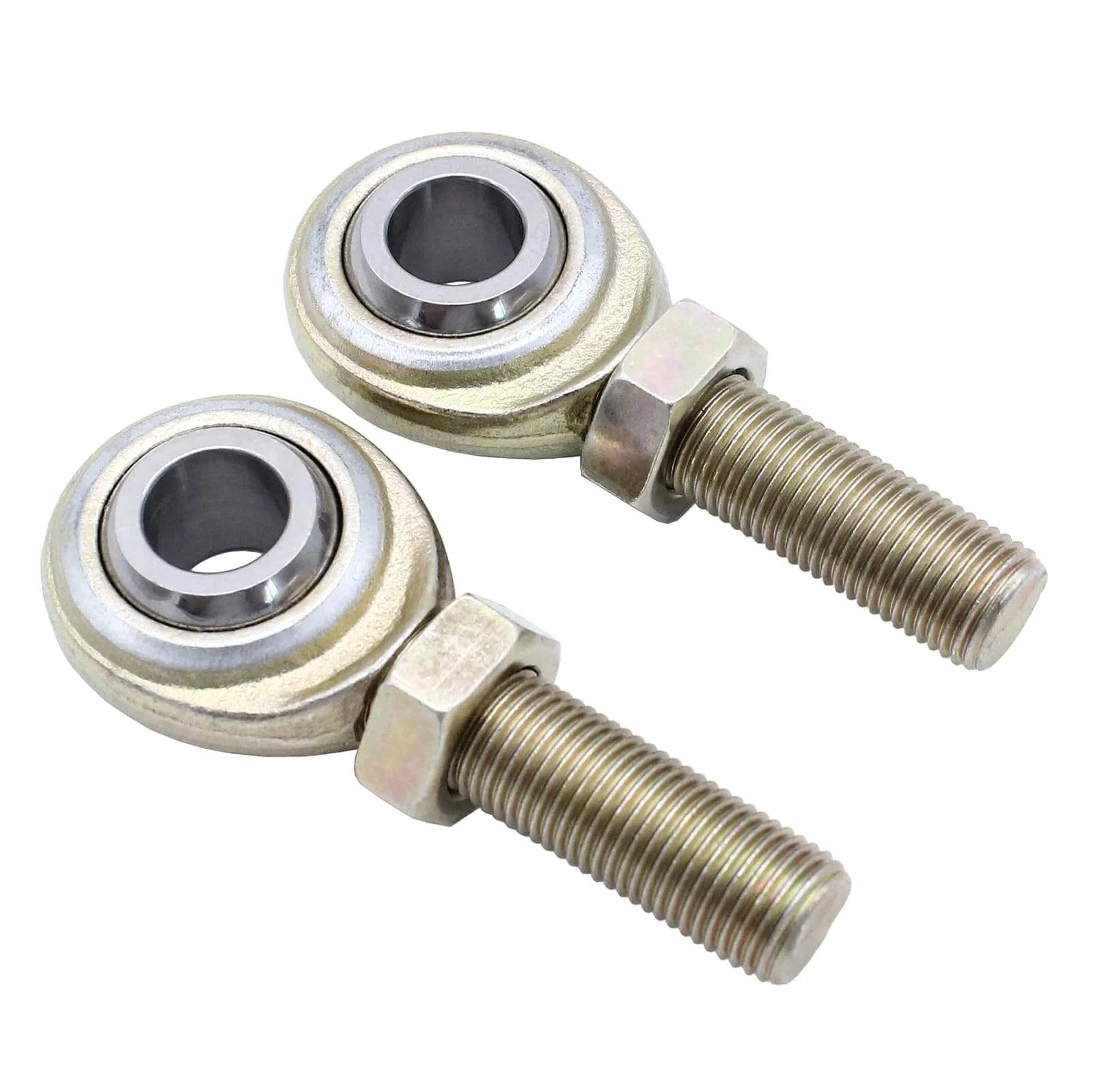 2 pcs CML8 rod end heim joints, 1/2 inch bore with 1/2-20 left hand male thread, carbon steel construction.
