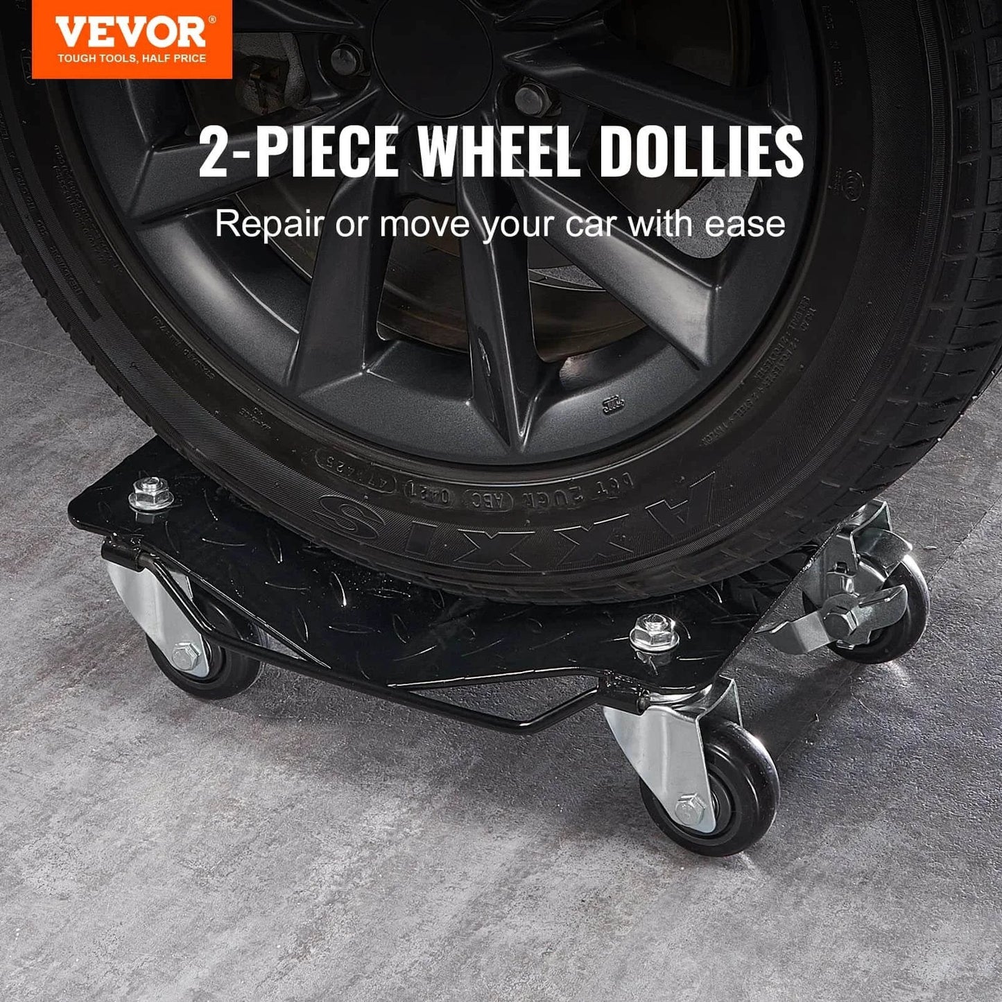 ✝️ Wheel Dolly, 3000 lbs Car Moving Dolly, Wheel Dolly Car Tire Stake Set of 2 Piece, Heavy-Duty Car Tire Dolly Cart shown