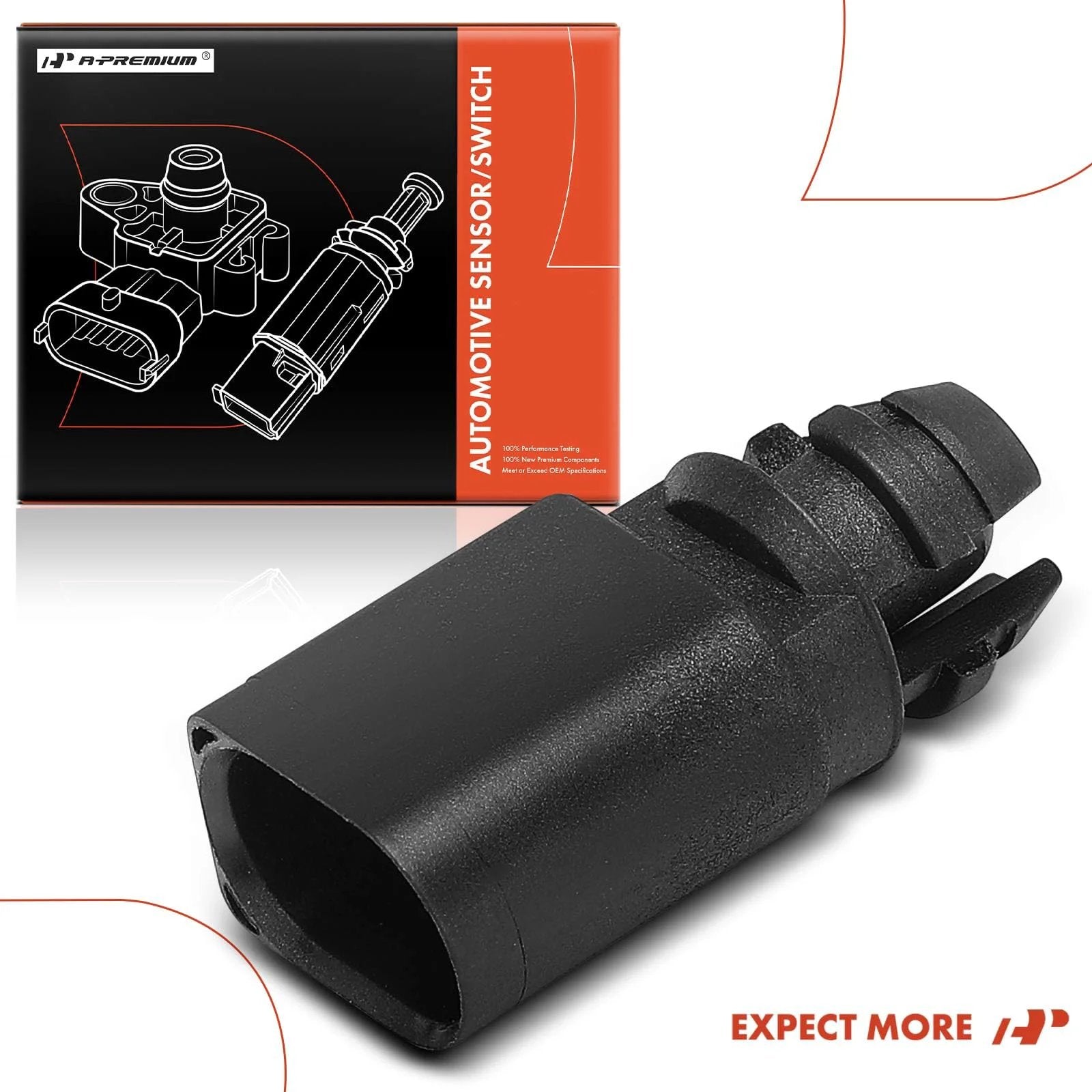 Air Temperature Sensor With 2 Pins For Volkswagen And Audi compatible connector with 2-pin blade design in black, OEM replacement.