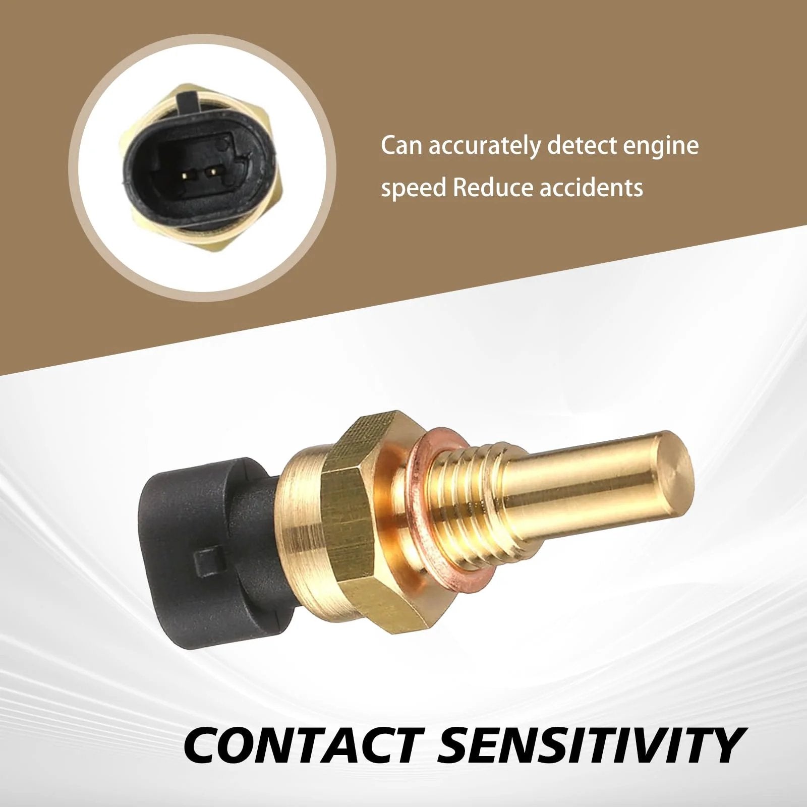 Durable 2 Pin Car Coolant Temperature Sensor Direct Replacement For OEM 15404280 12191170 60811520 12608814 Delphi Compatible Gold Sensor close-up view